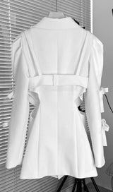 WHITE BOW WAIST SUIT DRESS-Fashionslee