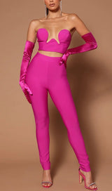 BANDAGE CUTOUT THREE PIECES SUIT IN PINK-Fashionslee