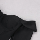 OFF SHOULDER STRAP MINI DRESS IN BLACK-Fashionslee