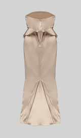SATIN STRAPLESS MERMAID MAXI DRESS IN BEIGE-Fashionslee