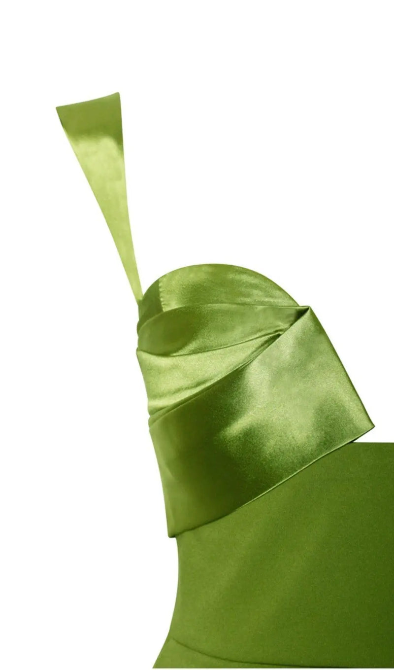 GREEN V NECK SATIN JUMPSUIT-Fashionslee