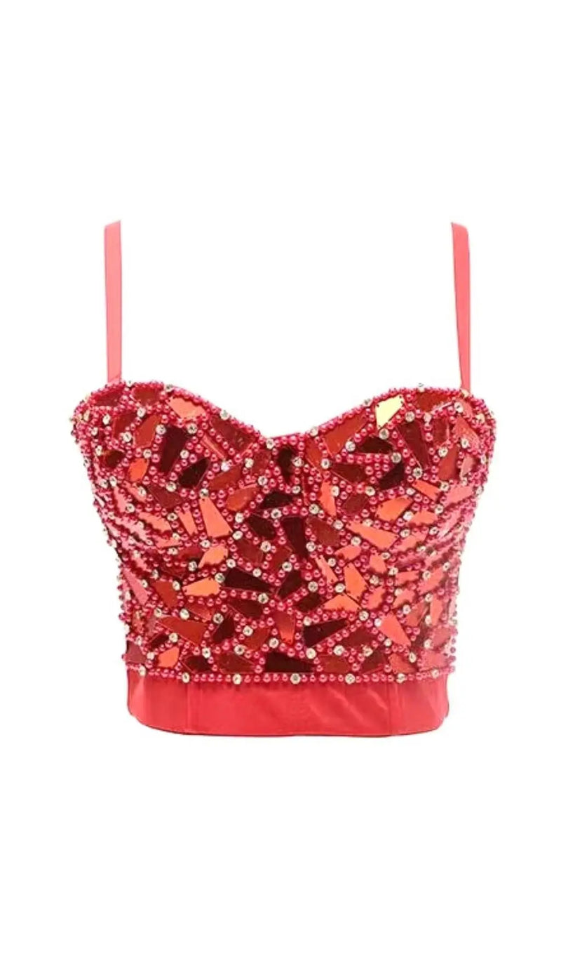 GOLD BEADED SEQUIN CORSET-Fashionslee