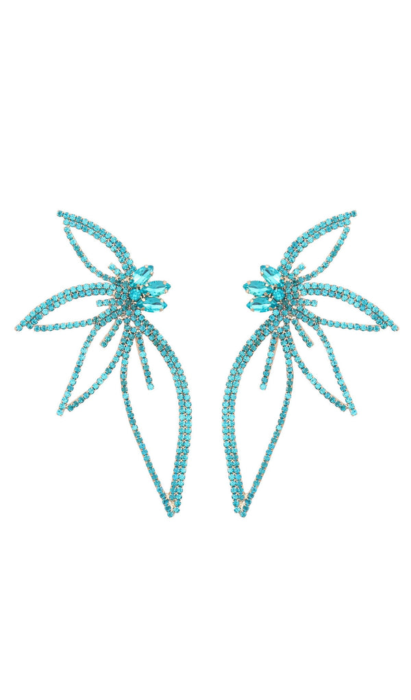 CRYSTAL FLOWER EARRINGS IN BLUE-Fashionslee