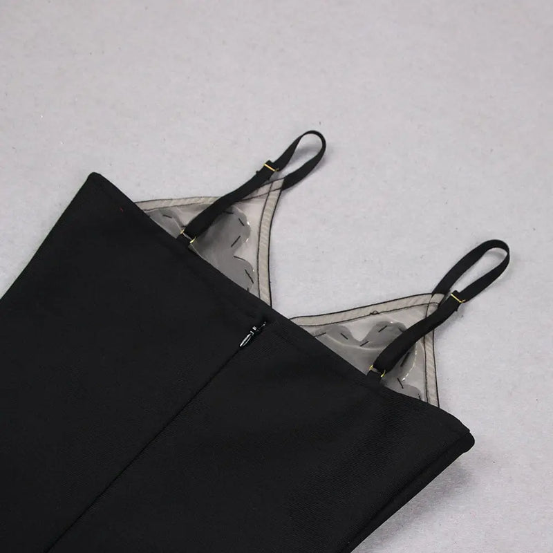 CRYSTAL IRIS EMBROIDERY MINI DRESS IN BLACK-Fashionslee