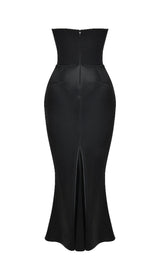 RUCHED CORSET DRESS MAXI DRESS IN BLACK-Fashionslee