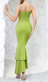 STRAPPY FISHTAIL MAXI DRESS IN GREEN-Fashionslee