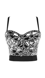 GOLD BEADED SEQUIN CORSET-Fashionslee