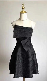 AINE BLACK STRAPY MINI DRESS-Fashionslee