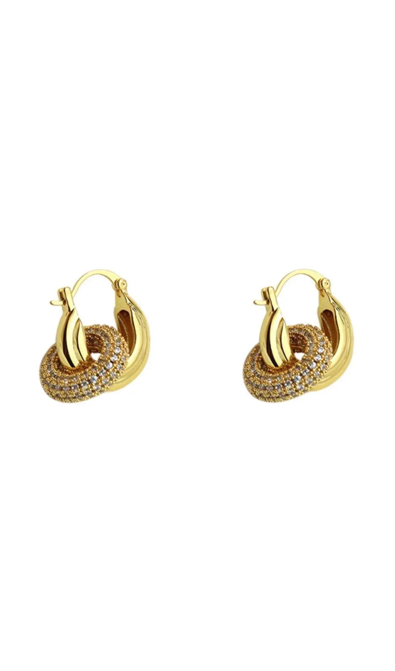 18K GOLD CRYSTAL HOOP EARRINGS-Fashionslee