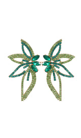 ANASTACIA GREEN CRYSTAL FLOWER EARRINGS-Fashionslee