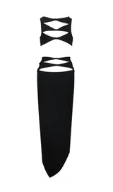 CUTOUT TWO PIECES SUIT IN BLACK-Fashionslee