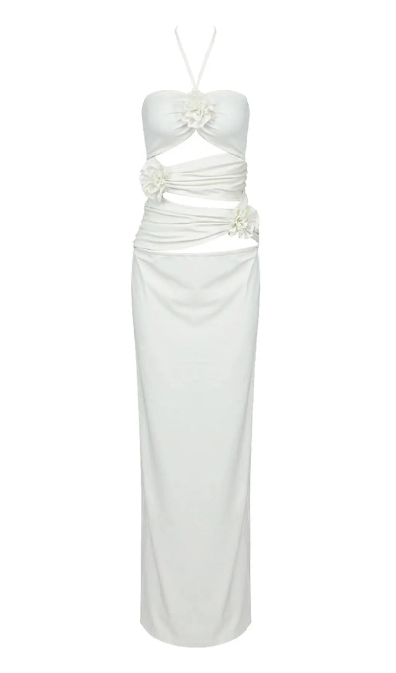 BANDAGE CUT OUT MAXI DRESS IN WHITE-Fashionslee