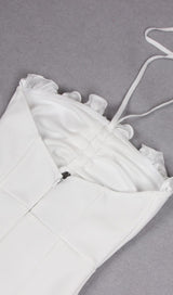 FLORAL EMBELLISHED SLIT MIDI DRESS IN WHITE-Fashionslee