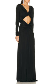 JERSEY CUT OUT MAXI DRESS IN BLACK-Fashionslee