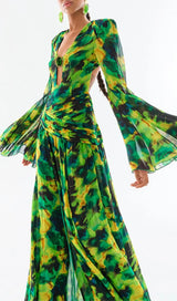 PRINTED CHIFFON MAXI DRESS-Fashionslee