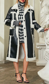 ARIAN PATCHWORK FAUX FUR LEATHER COAT-Fashionslee