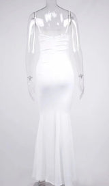 WHITE DRAPED CORSET MAXI DRESS-Fashionslee