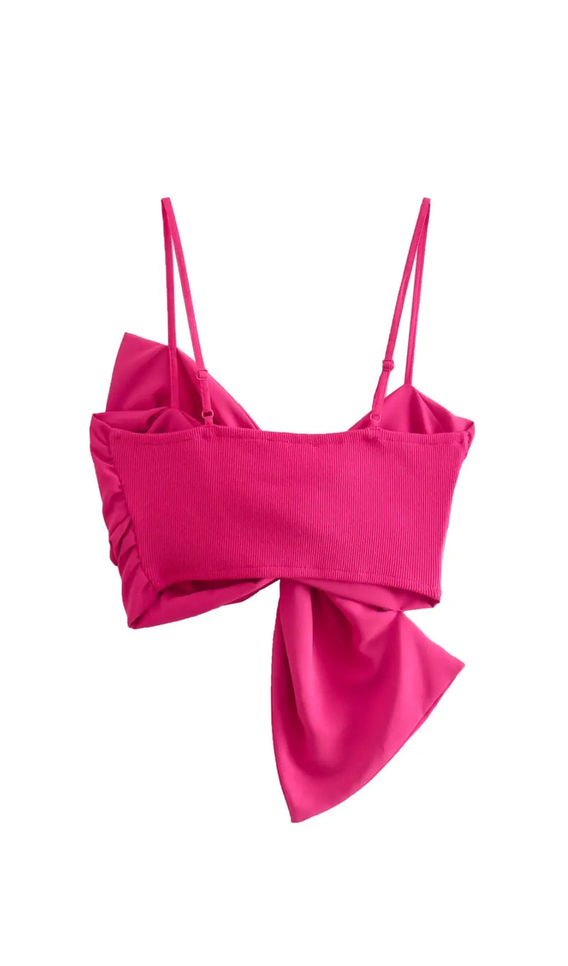 PINK TIED BOW CROP TOP-Fashionslee