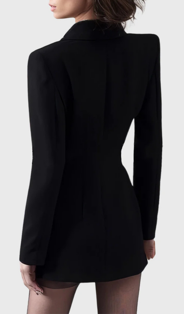 AXELLE TAILORED BLAZER DRESS WITH LEATHER-Fashionslee