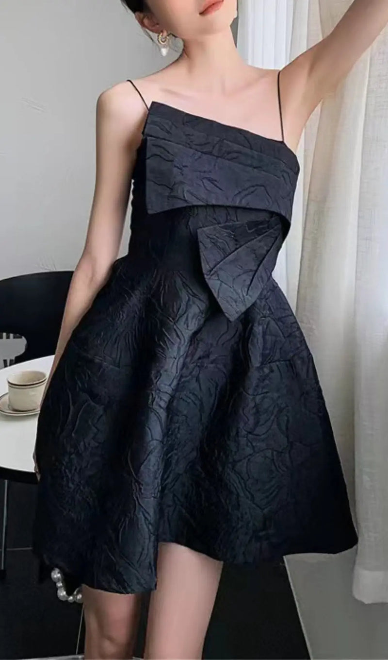 AINE BLACK STRAPY MINI DRESS-Fashionslee