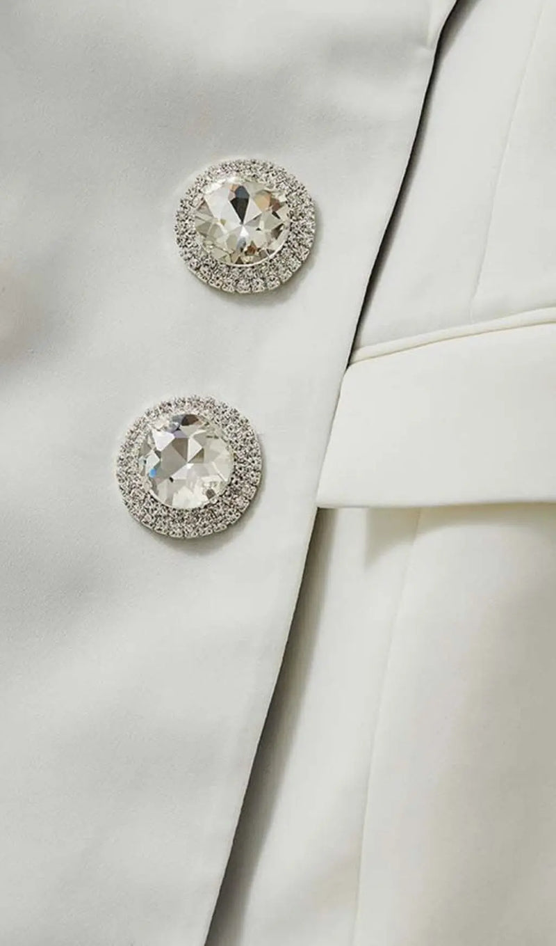 DIAMOND BUTTON LEATHER PATCHWORK BLAZE-Fashionslee