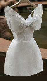 BOW STRAPLESS MINI DRESS IN WHITE-Fashionslee