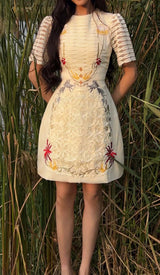 A-LINE SMOCKED MINI DRESSES IN WHITE-Fashionslee