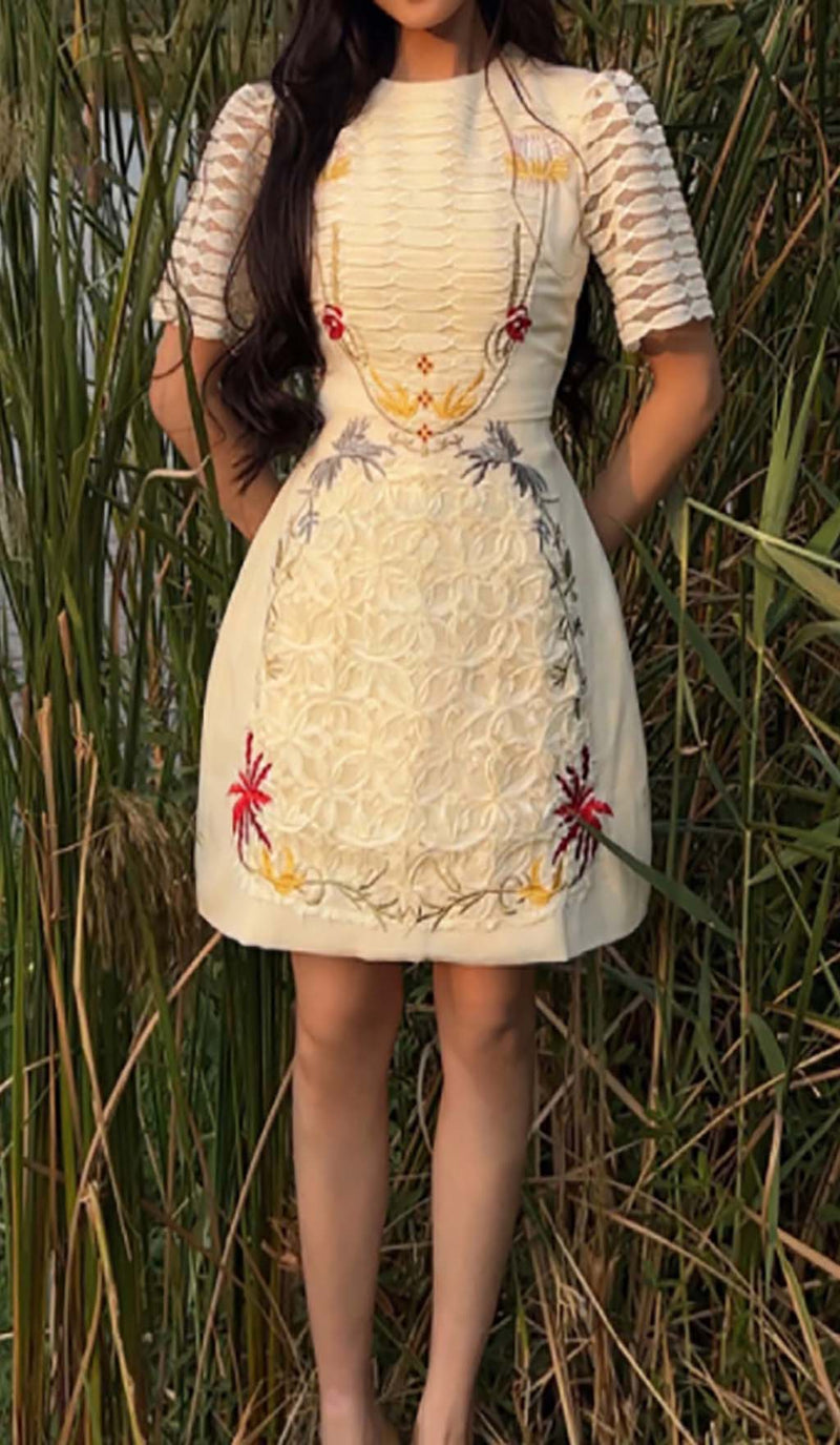 A-LINE SMOCKED MINI DRESSES IN WHITE-Fashionslee