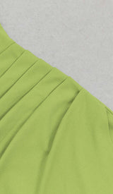 ASYMMETRICAL NECK SPLIT THIGH MIDI DRESS IN GREEN-Fashionslee