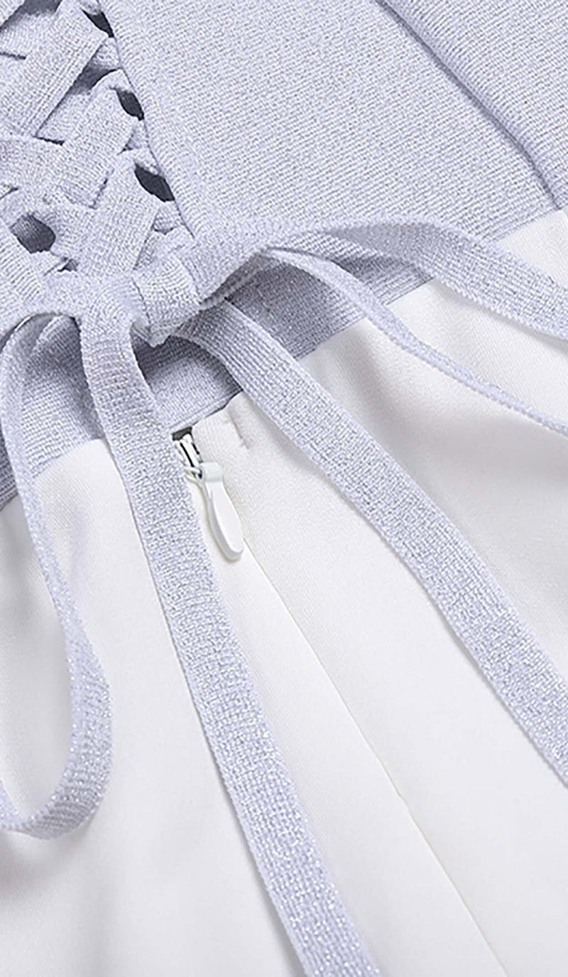 BANDEAU WAIST-TIGHTENING MAXI DRESS IN WHITE-Fashionslee