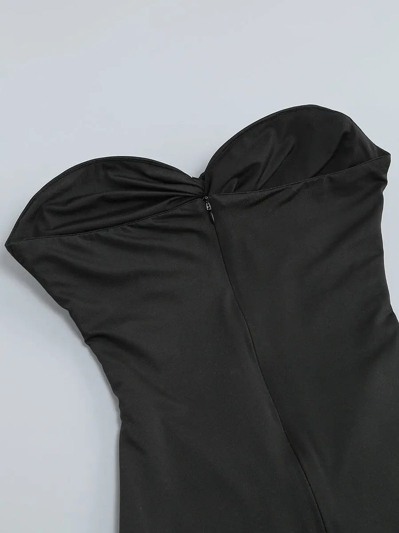 BANDEAU DRAPE MAXI DRESS IN BLACK-Fashionslee