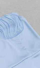 BANDEAU SATIN SLIT MIDI DRESS IN SKY BLUE-Fashionslee