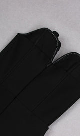 BANDEAU THIGH SLIT MIDI DRESS IN BLACK-Fashionslee