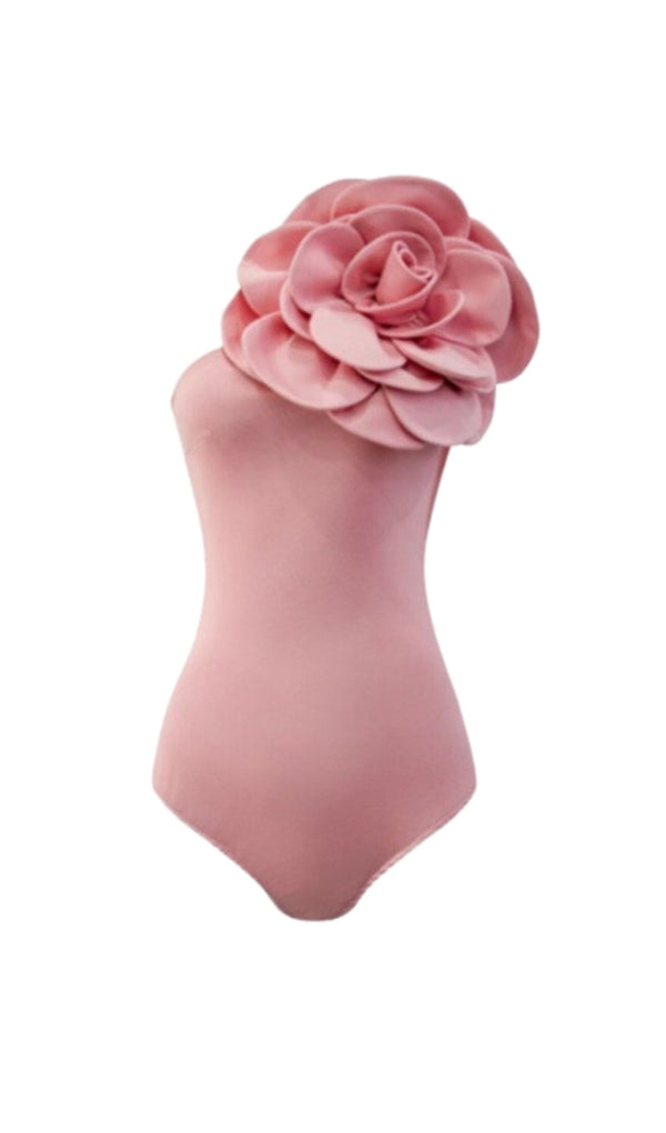 EXAGGERATED 3D FLOWER BODYSUIT IN PINK-Fashionslee