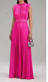 BOTTON PLEATED MAXI DRESS IN PINK-Fashionslee