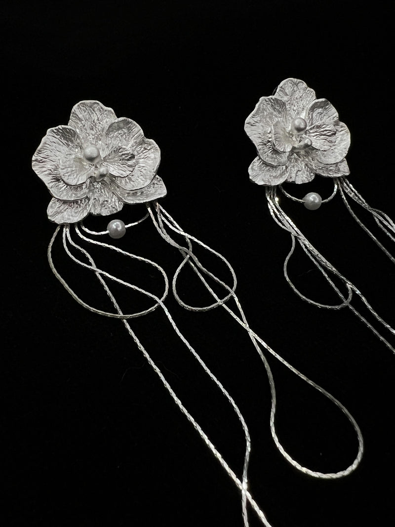 WHITE BUTTERFLY ORCHID EARRINGS-Fashionslee