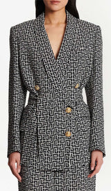 COLOURWAY BELTED DOUBLE-BREASTED BLAZER-Fashionslee