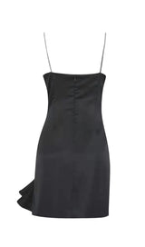 CRYSTAL BOW MINI DRESS IN BLACK-Fashionslee