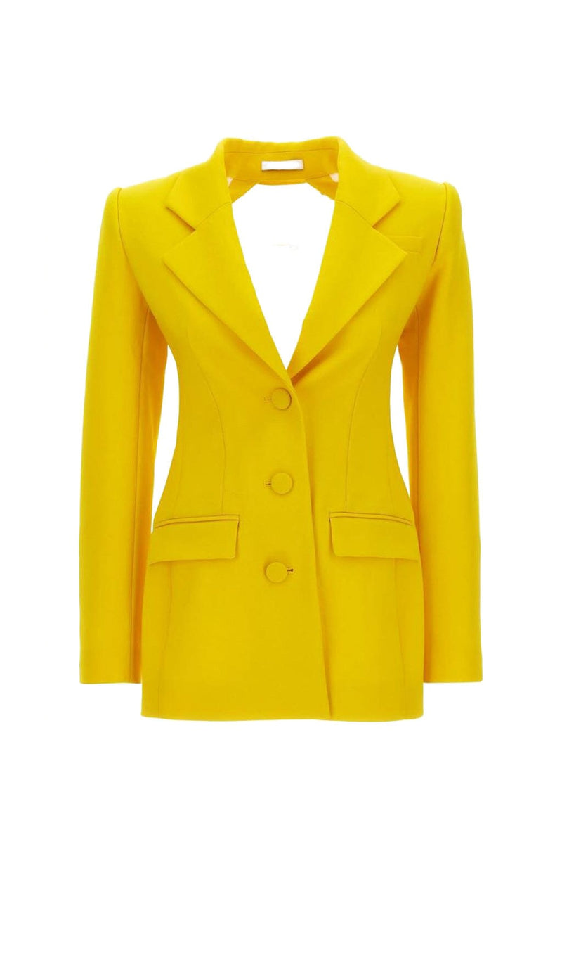 CRYSTAL OPEN BACK JACKET DRESS IN YELLOW-Fashionslee