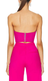 CRYSTAL STITCHED CUTOUT TWO PIECE SET IN PINK-Fashionslee