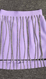 CRYSTAL TASSEL BANDAGE MINI DRESS IN PURPLE-Fashionslee