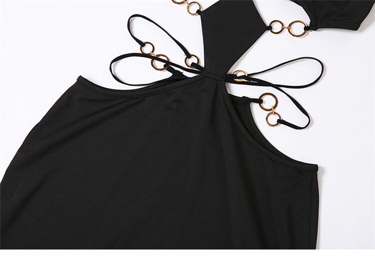 CUTOUT CHAIN MAXI DRESS IN BLACK-Fashionslee