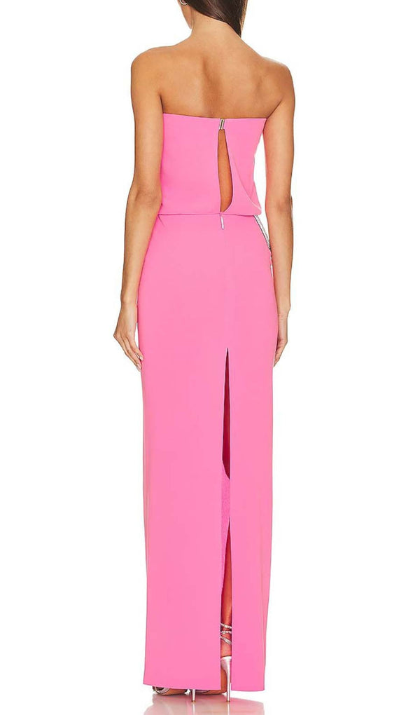 CUTOUT STRAPLESS MAXI DRESS IN PINK-Fashionslee