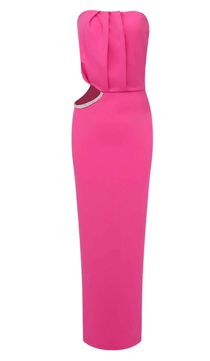 CUTOUT STRAPLESS MAXI DRESS IN PINK-Fashionslee