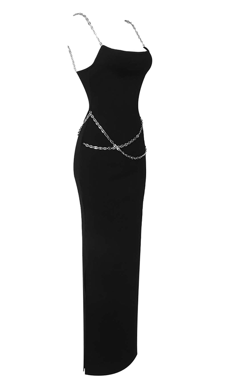 Crystal STRAPPY BANDAGE MAXI DRESS IN BLACK-Fashionslee