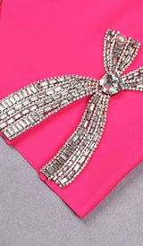 DIAMOND BANDAGE SPAGHETTI STRAP MINI DRESS IN PINK-Fashionslee