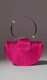 SATIN CRYSTAL CLUTCH IN HOT PINK-Fashionslee