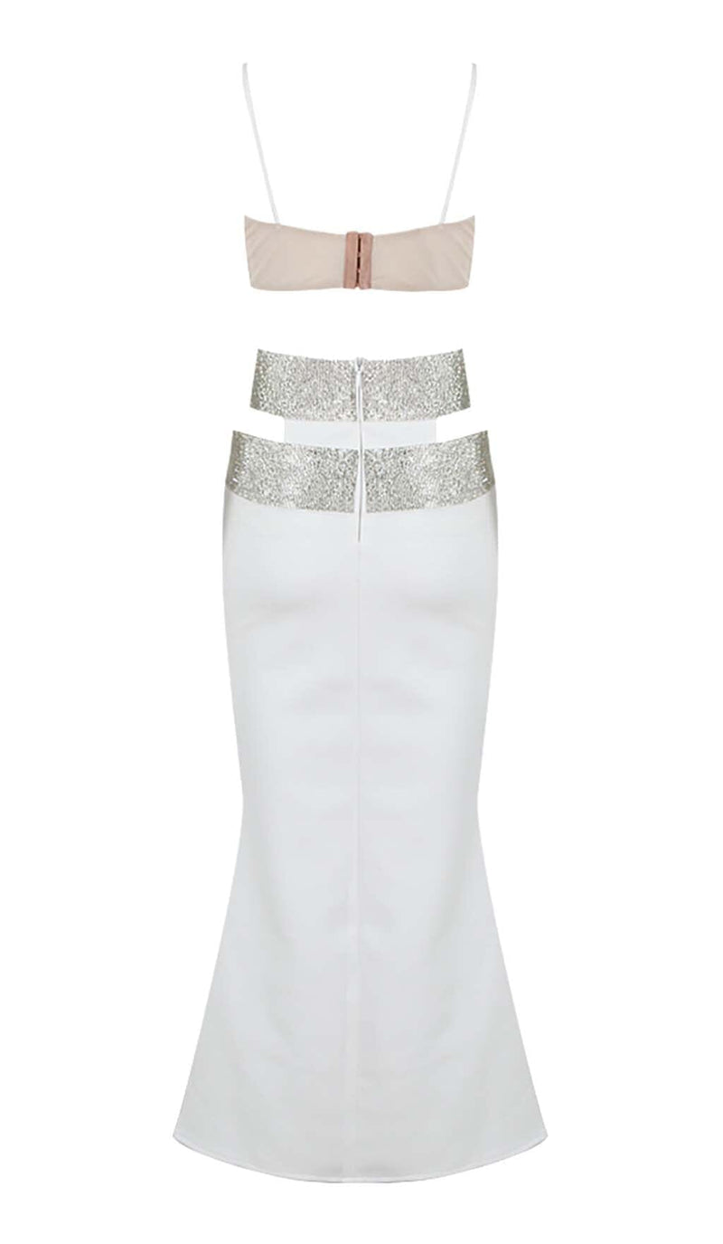 EMBELLISHED PERSPECTIVE TWO PIECE SET IN WHITE-Fashionslee