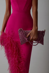 FEATHER HIGH-LOW DRESS IN PINK-Fashionslee