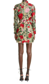 FLORAL EMBROIDERY HIGH MINI DRESS-Fashionslee